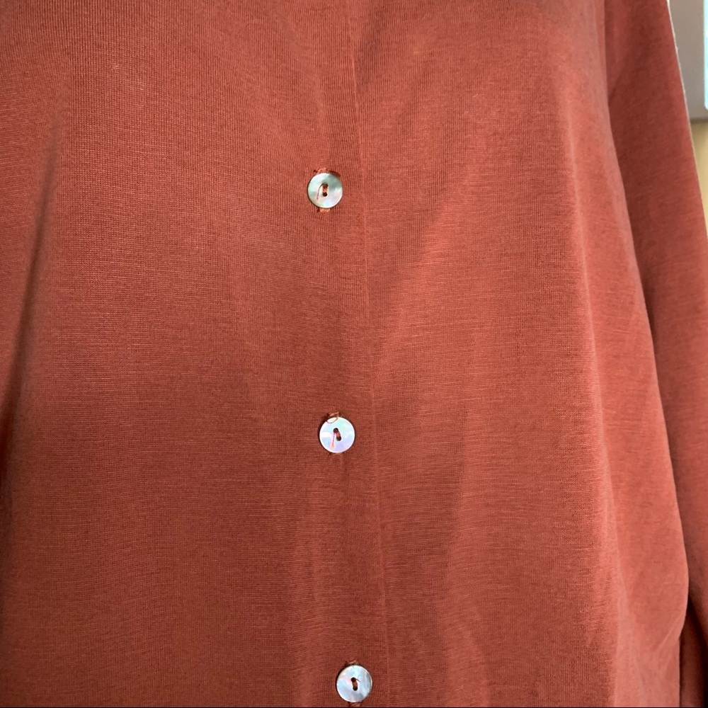 Rust colored button tie front blouse - Picture 3 of 10